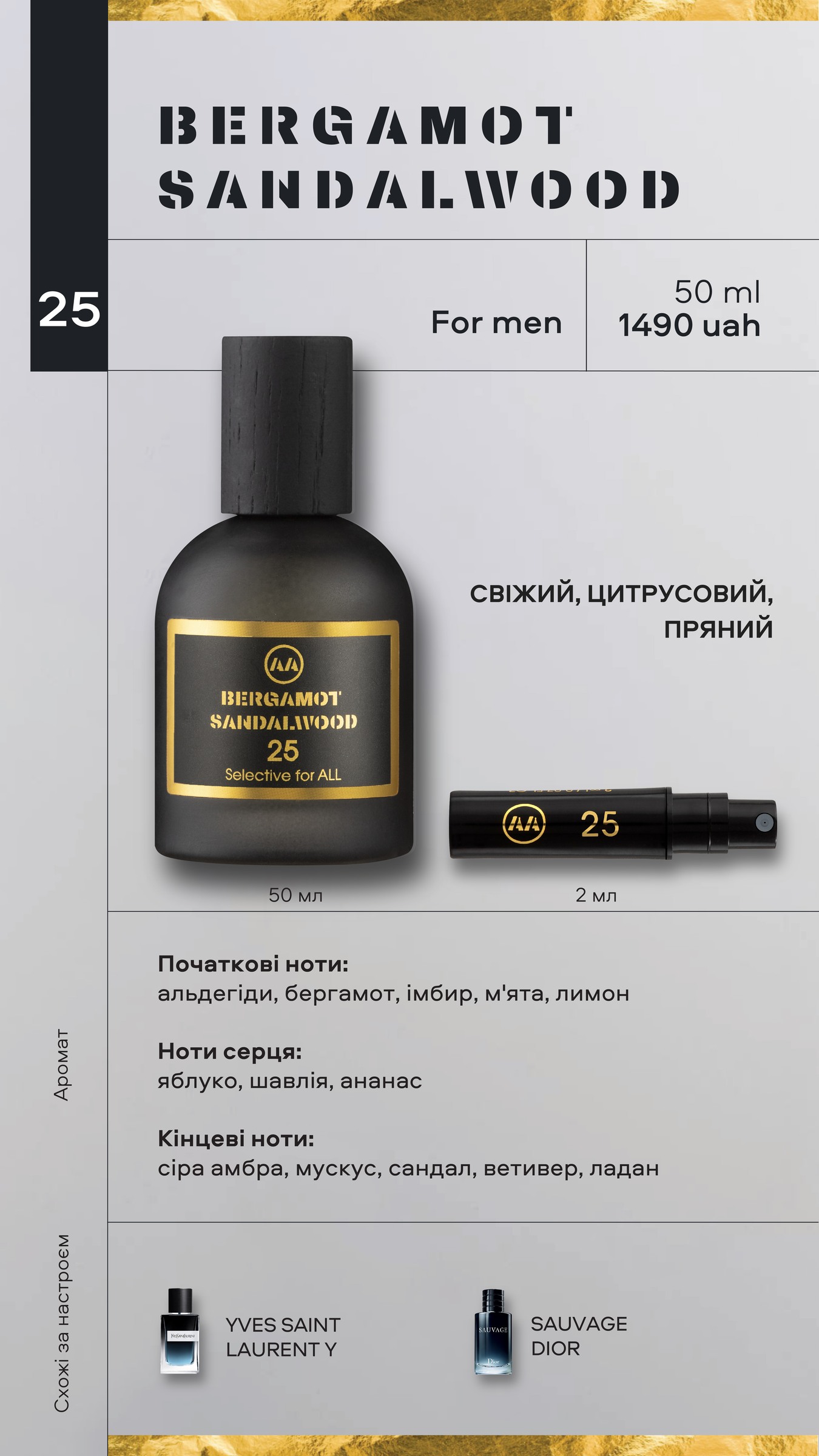BERGAMOT SANDALWOOD — парфуми Amazing Aroma
